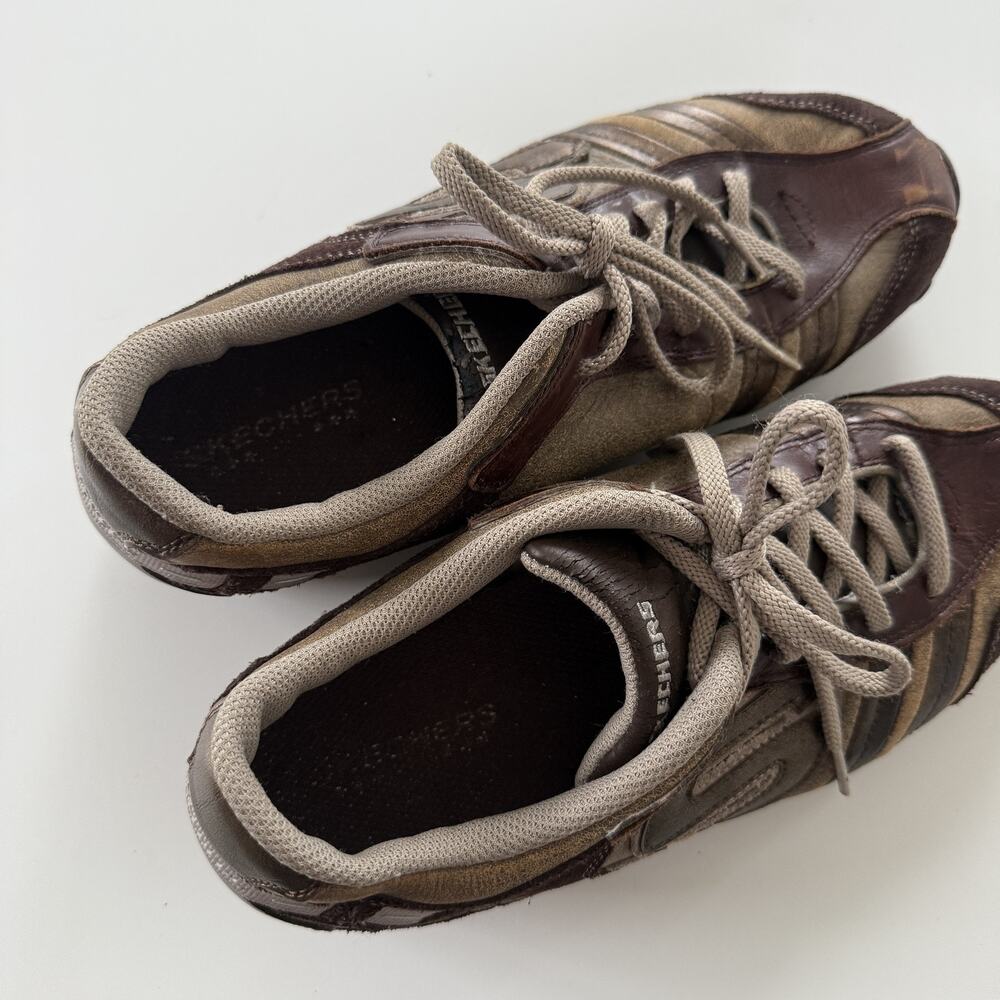 Skechers Sneaker Shoes Womens Size 8.5 Brown Leather Lace Up Walking Comfort - Picture 6 of 6